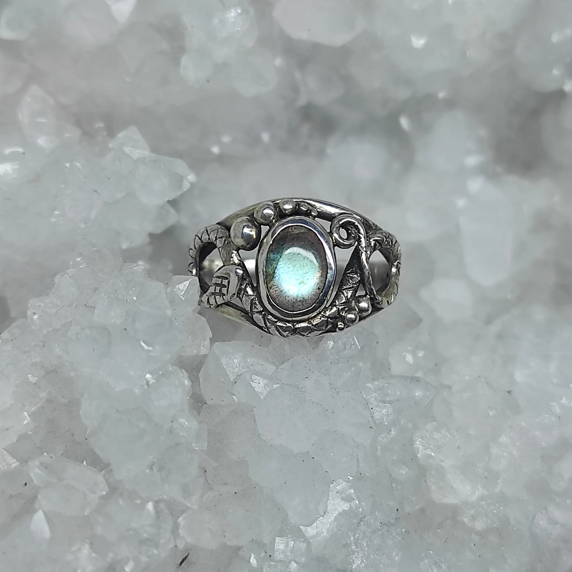Bague serpent labradorite