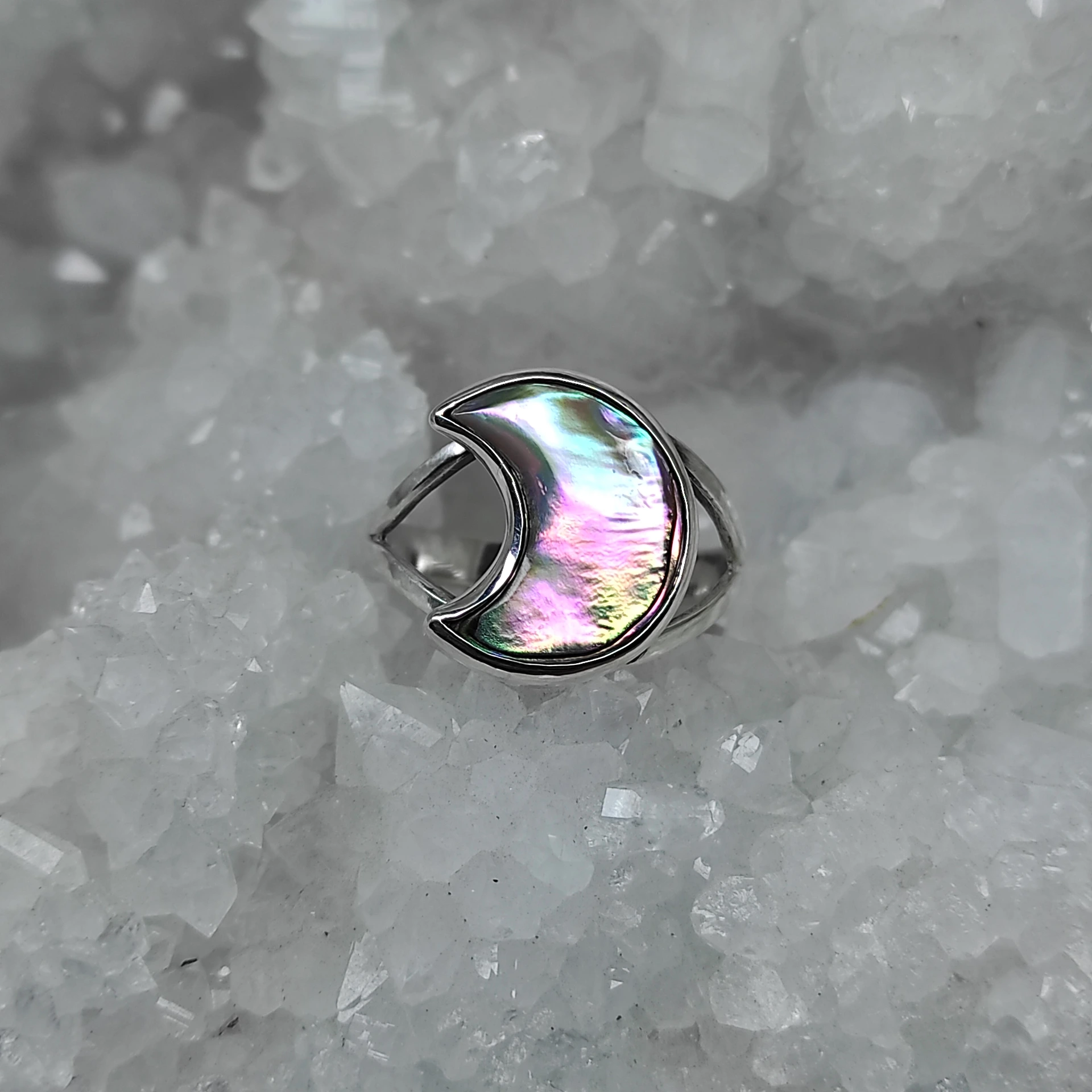 Bague lune nacre paua